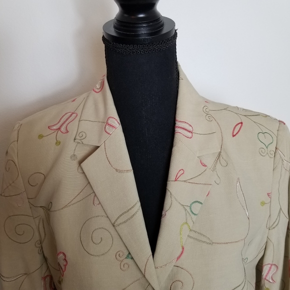 Vintage Prominence Embroidered Silk Linen Blend Long Duster Jacket NWT - Picture 3 of 11